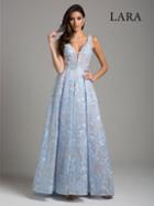 Lara Dresses - 29964 Lace Embellished Deep V-neck Ballgown