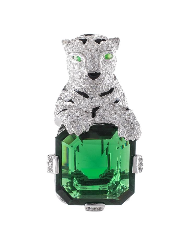 Jarin K Jewelry - Panther And Asscher Cut Brooch