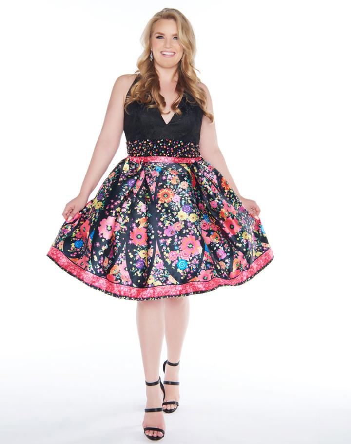 Mac Duggal - 66385f Halter Neck Floral Print Cocktail Dress