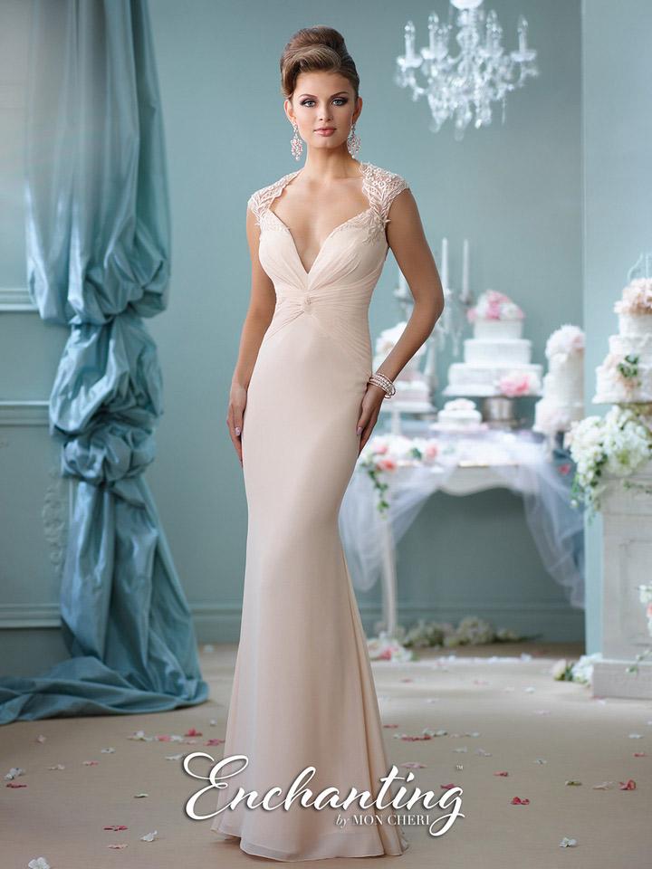 Destinations By Mon Cheri - 116128 Long Dress In Champagne