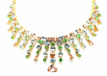Tresor Collection - 18k Yellow Gold Necklace With Multicolor Sapphire And Diamonds