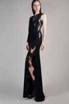 Beside Couture By Gemy - Cpf14 4078 Asymmetric Illusion High Slit Gown