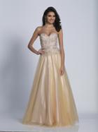 Dave & Johnny - 3321 Ornate Strapless Peplum Detail Gown