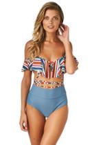 Montce Swim - 70's Stripe La Caletta Top X Hampton Blue High-rise Bottom Set