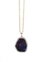Tresor Collection - Sapphire Slice And Diamond Pendant In 18k Yellow Gold