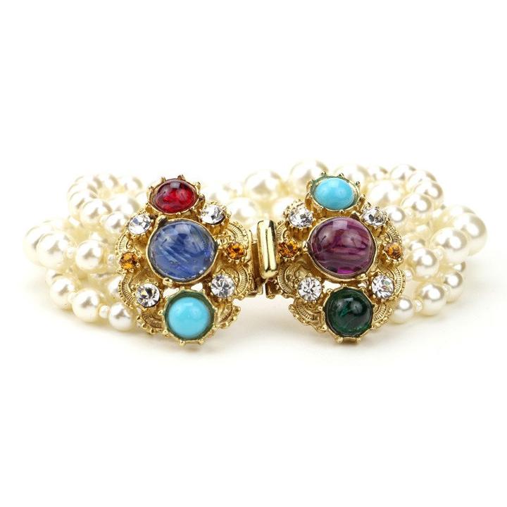 Ben-amun - Byzantine Pearl Bracelet With Stones