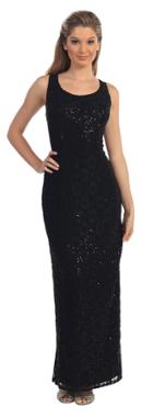 Dancing Queen - Long Sequined-lace Dress With Matching Jacket 9093