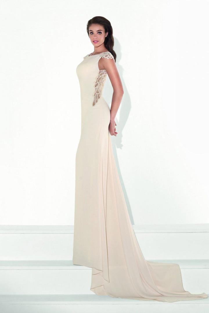 Tarik Ediz - 92826 Lace Cap Sleeve Bateau Sheath Dress