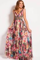 Jovani - 53091 Multi Colored Floral Chiffon Prom Dress