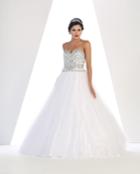 Crystal Studded Sweetheart Mesh Ball Gown