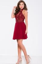 Jovani - Jvn47314 Embroidered Halter Illusion Cocktail Dress