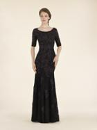 Rina Di Montella - Rd2301 Quarter Sleeve Lace Trumpet Gown With Shawl