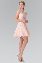 Elizabeth K - Sleeveless Lace Bodice A-line Short Dress Gs2314