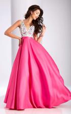 Clarisse - 3197 Embroidered Floral Plunging V Neck Gown
