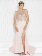 Colors Dress - 1692 Shimmering Lace Illusion Slit Dress