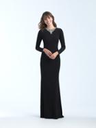Madison James - 18-812m Embellished Jewel Neck Jersey Sheath Dress