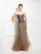 Montage By Mon Cheri - 217d87 Beaded Strapless Lace Long Gown