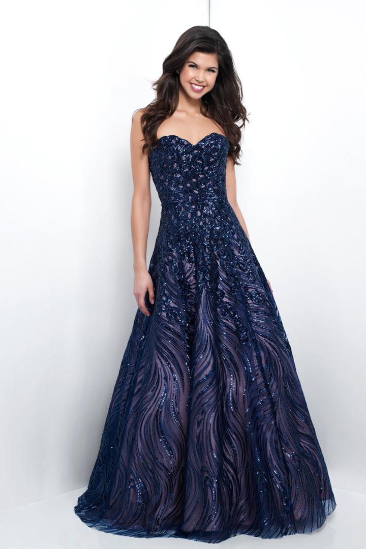 Blush - 11395 Sequined Strapless Fitted Gown