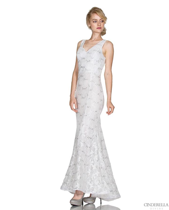 Cinderella Divine - Sleeveless Lace V-neck Sheath Dress