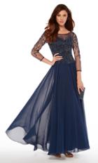 Alyce Paris - 27244 Embellished Quarter Length Sleeve A-line Dress