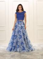May Queen - Two Piece Beaded Lace Floral Print Gown