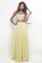 Intrigue - Beaded Crop Top Two-piece A-line Chiffon Gown 272