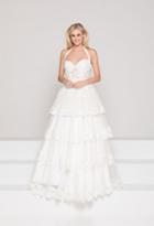 Colors Dress - 1960 Illusion Bodice Tiered Sweetheart Gown
