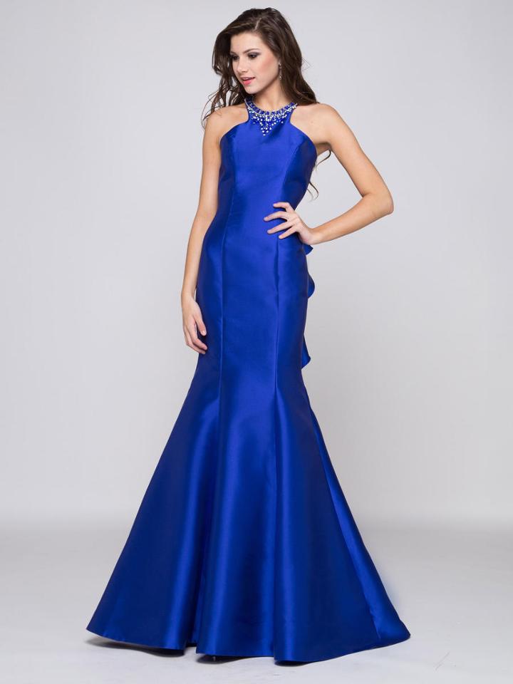 Glow By Colors - G716 Sleeveless Halter Neck Mermaid Dress