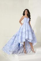 Tiffany Designs - 16267 Appliqued Strapless Brocade High Low Ballgown