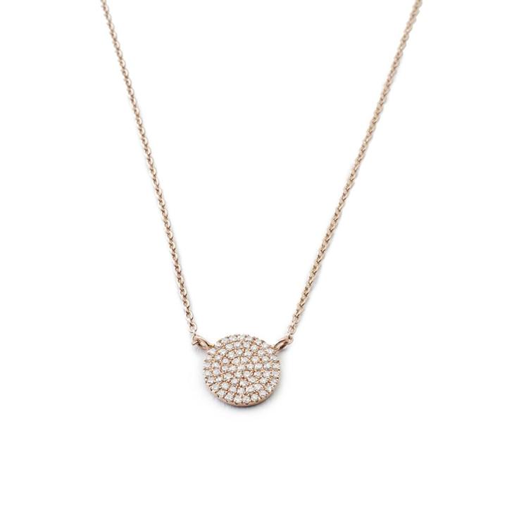 Margaret Elizabeth - Diamond Pavã£â© Rose Gold Disc Necklace