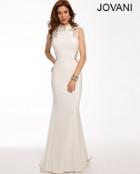 Jovani - Lattice Back With Mandarin Collar Evening Dress 89987