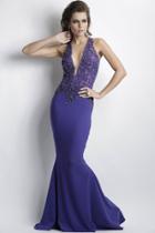 Baccio Couture - Alitze Painted Caviar Purple Long Dress