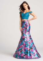 Ellie Wilde - Ew118009 Two Piece Lace Floral Print Mikado Dress