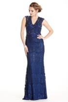 Aspeed - L1675 Lace Embellished V-neck Sheath Guest Dress