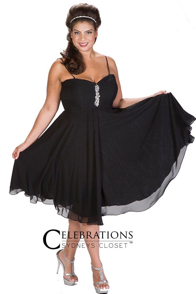 Sydney's Closet - Sparkling Crystal Accented Sweetheart A-line Cocktail Dress Ce1602