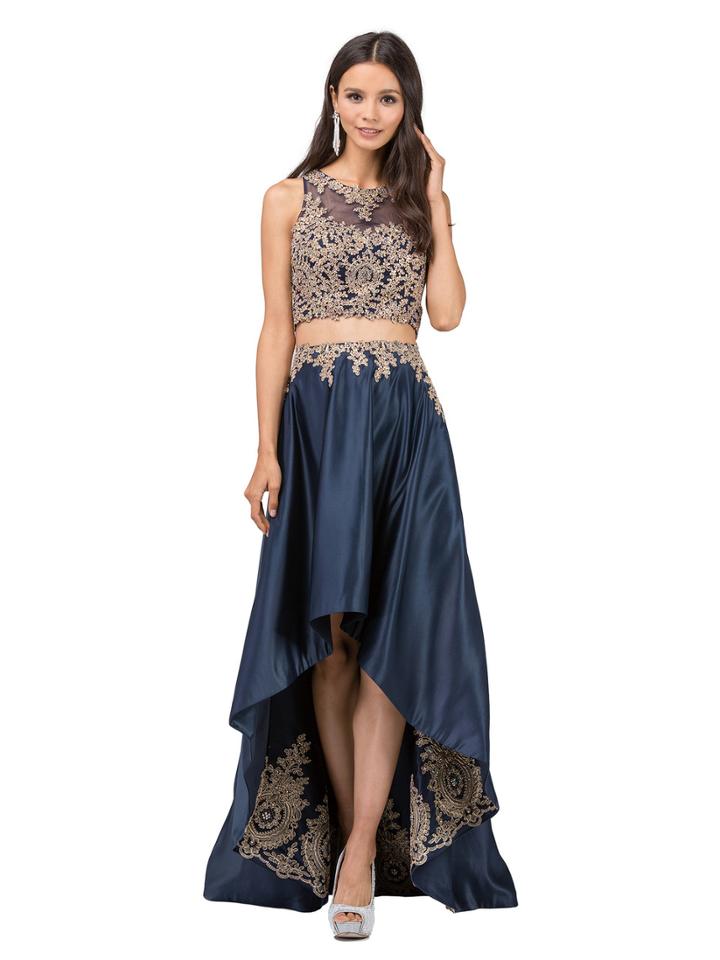 Dancing Queen - Two Piece Gilded Jewel High Low A-line Dress