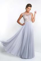 Blush - S2022 Shawl Illusion Jewel Neck Beaded Chiffon Gown
