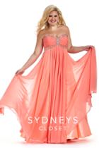 Sydney's Closet - Sc7147 Plus Size Dress In Coral