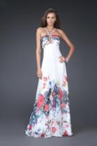 La Femme - Embellished Pleated Straight Neck Long A-line Gown 16447