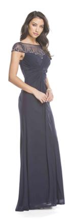 Aspeed - L1703 Jeweled Ruched Sheath Mother Of Bride Dress