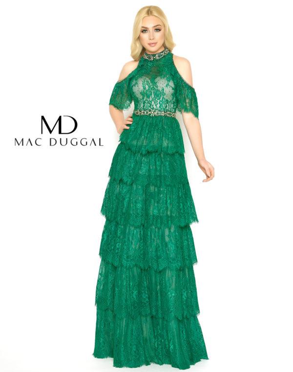 Mac Duggal - 50505d Beaded Collar Lace Layered Evening Gown