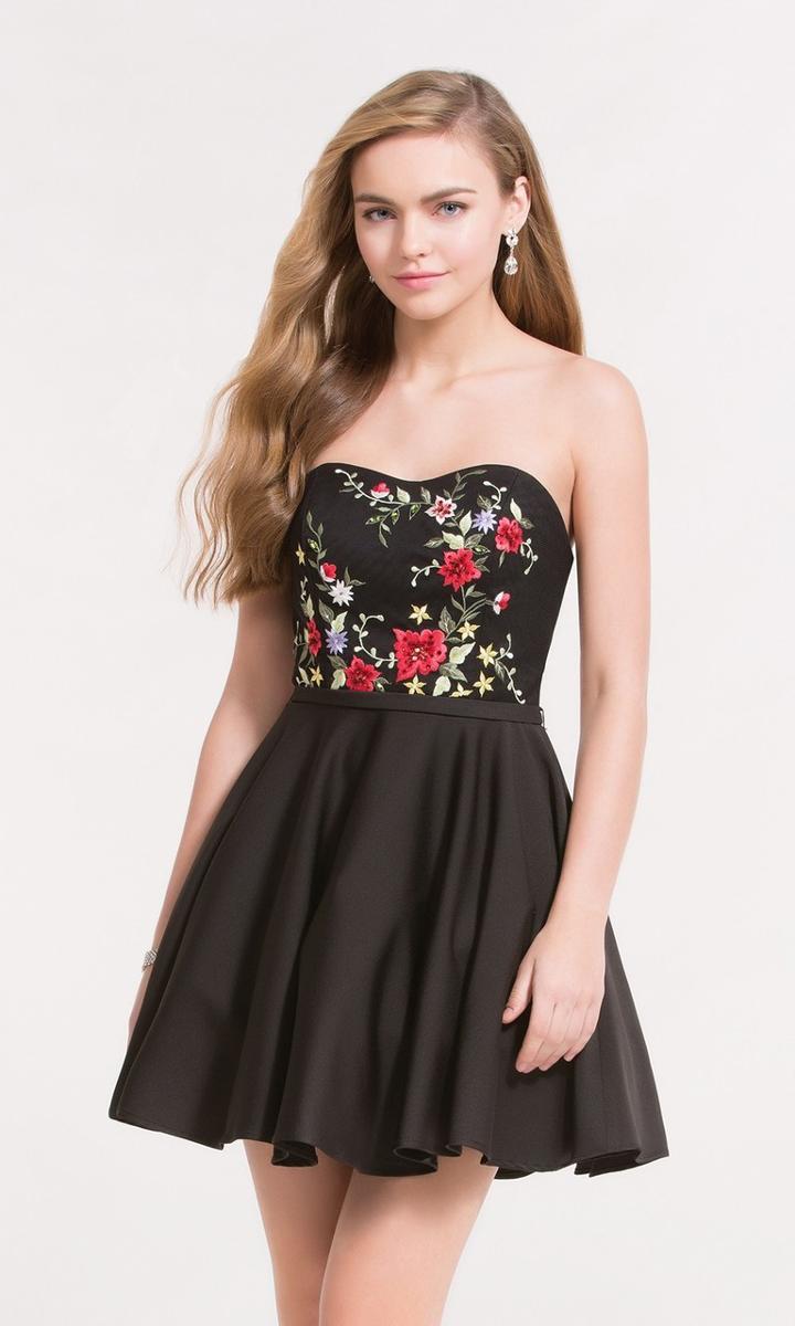 Alyce Paris Homecoming - 3737 Floral Semi-sweetheart A-line Dress