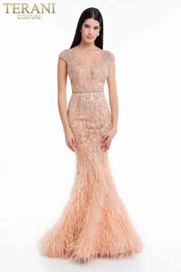 Terani Couture - 1822gl7501 Luxurious Illusion Bateau Mermaid Dress