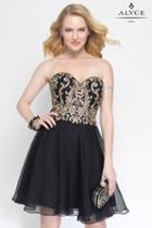 Alyce Paris - 3688 Short Dress In Black Gold