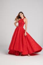 Ellie Wilde - Ew21814 Beaded Halter Pleated High Low Gown