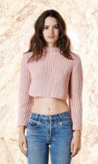 Again Collection - Alaska Pink Crop Sweater In Pink