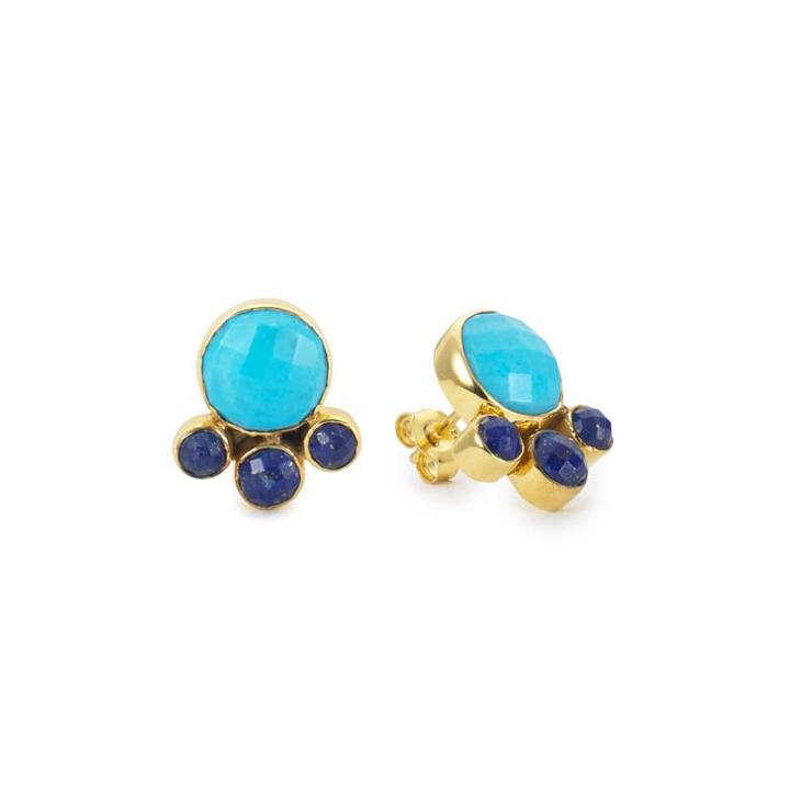 Margaret Elizabeth - Petite Cluster Studs Turquoise & Lapis
