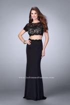 Short Sleeve Lace Crop Top And Jersey Skirt Prom Dress 23912