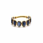 Tresor Collection - Blue Sapphire Faceted Oval Ring Band In 18k Yellow Gold