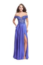 La Femme - 25694 Off Shoulder Lace Pleated Dress